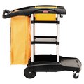 Rubbermaid Commercial High Capacity Cleaning Cart, 21-3/4w x 49-3/4d x 38-3/8h, Black FG9T7200BLA